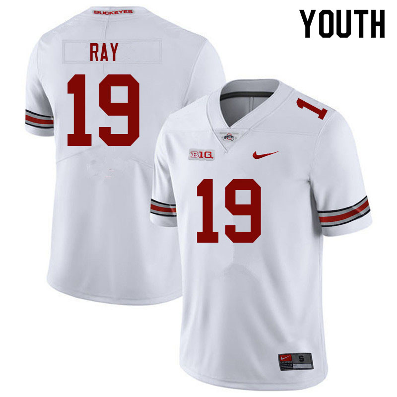 Ohio State Buckeyes Chad Ray Youth #19 White Authentic Stitched College Football Jersey